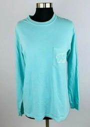 Ivory Ella Women Aqua Blue Long Sleeve T-Shirt Pink Elephant Backside