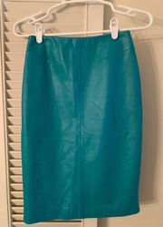 The Real Teal Leather Skirt from Saks