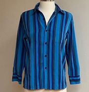 City Streets Blue Striped Shirt/Blouse