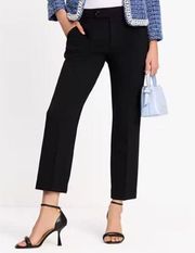 Kate Spade Kick Flare Pants Mid Rise Cropped Zip Fly Twill Black Career 12 NWT