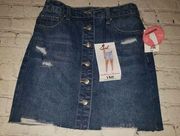 Nwt YMI Dream Collection Jrs Size Small Button Front Denim Blue Jean Skirt