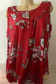 Red Floral Blouse, Large