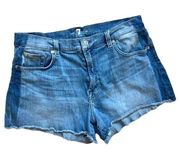 Womens 7FAMK 7 For All Mankind  Two-Toned Denim Raw Hem Jean Shorts - Sz 12