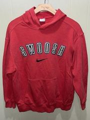 Vintage Nike Swoosh Center Check All Red Hoodie Women’s Sz Large