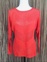 Caché Orange Crochet Tunic Top Size M