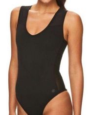 Gaiam x Jessica Biel Black Soho Mesh-Accent Thong Bodysuit Black Size Small NWOT