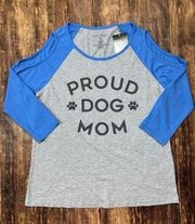 Love Tribe XL Blue & Grey Dog Mom Cold Shoulder Top NEW