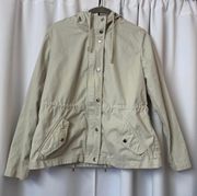 Forever 21 F21 Oatmeal Cream Beige Anorak Utility Cotton Jacket Size Medium With Hood