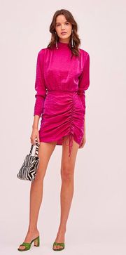 Hot Pink Yasmine Dress Drawstring Ruched