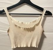 Zaful X-Small White Ribbed Crop Tank Top