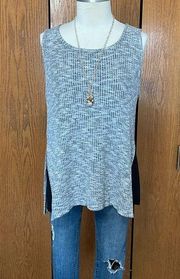 August Silk Gray Ribbed Sleeveless Sweater Size  L