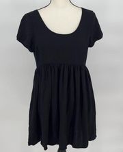 Talula Aritzia Womens Solid Black Short Sleeve 100% Cotton Dress Lined Medium