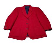 Vintage L.L. Bean Red Wool Blazer Jacket USA Size 10P Petite Single Breasted
