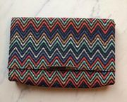 Jessica McClintock Nora Straw Chevron Purse NWOT