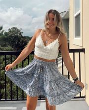 Blue Flowy Skirt