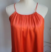 Alexis, Red Lace Back 100% Silk Cami Satin Blouse Flowy Shell Top, Size Small