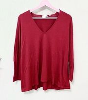 Aritzia Wilfred Free Red V Neck Long Sleeve Knot Sweater Size M
