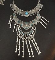 New Anthropologie Boho Statement Necklace Turquois