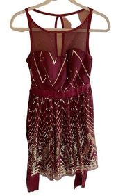 Rue21 NWT Maroon Gold Sleeveless Sequined Dress Zip Up Back Homecoming Size 3