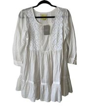 NWT Anthropologie Maeve White Flowy Boho Mini Dress XS