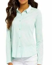 Eileen Fisher 100% Organic Cotton Button Up Blouse Size 1X Lightweight Collar