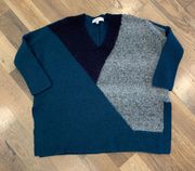 LOFT Colorblock V-Neck Sweater Size Small