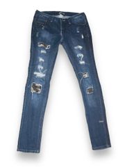 Distressed Camouflage Patched Jeans