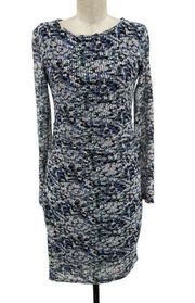 REISS Fox Mesh Lace Crochet Bodycon Dress Blue Tropic Print Size US 6