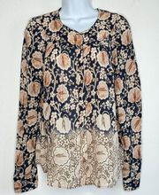 Maeve by Anthropologie  boho Floral Print Top Button Down Long Sleeve Top SIZE S