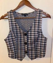 Haute Monde brown black plaid vest - size large