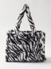 Zebra Faux Fur Tote Fluffy Purse Bag