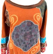 Rising International Embroidered Boho Hippie Gypsy Dress Nepal size Large