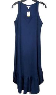 ella moss Mina Midi Dress Sleeveless Size Medium Mood Indigo Color