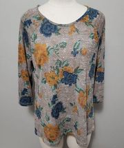 Laura Scott chevron floral knit top size large