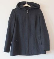 Womens London Fog Wool Blend Warm Hooded Coat Jacket Size Small Steel Gray