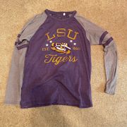Lsu tigers womens size small long sleeve t shirt purple gold gray size small