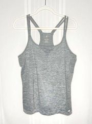 New Balance Racerback Tank Top Large Sleeveless Athletic Gray Silver Workout