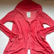 Johnny Was Pete and Greta Strawberry Pink Hooded Linen Cardigan Long Size Small