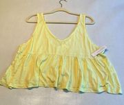 Abound‎ Womens Cropped Tank Top Peplum Waist Raw HemYellow Size XL