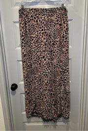 Time & Tru Plus Size Leopard Print Tulip Hem Pom Pom Trim Swim Cover Up Pants 3X