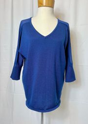 Royal Blue 3/4 Sleeve Knitted Sweater
