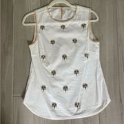 Jcrew white embellished jewel tank top blouse