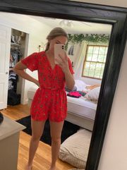 Red Floral Romper