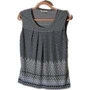 women’s Geometric Blue Black sleeveless tank blouse. Petite Small