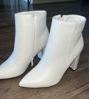 White Faux Leather Heeled Boots