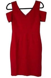 Worthington Rumba Red Cold Shoulder Knee Length Dress