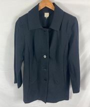 ecru Button Up Black Coat Size Large