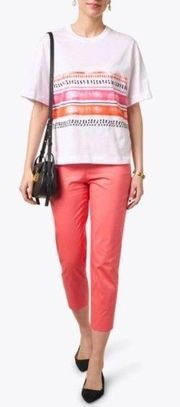 Piazza Sempione Audrey Orange Coral Red Capri Pants Size 40 / US 4