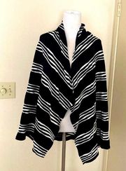 Striped Sleeveless Cardigan Vest Waterfall