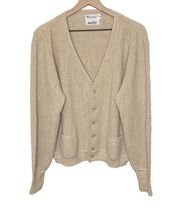 PARKER of VIENNA Vintage Unisex 60s 100% Alpaca Peruvian Cardigan Sweater Tan XL